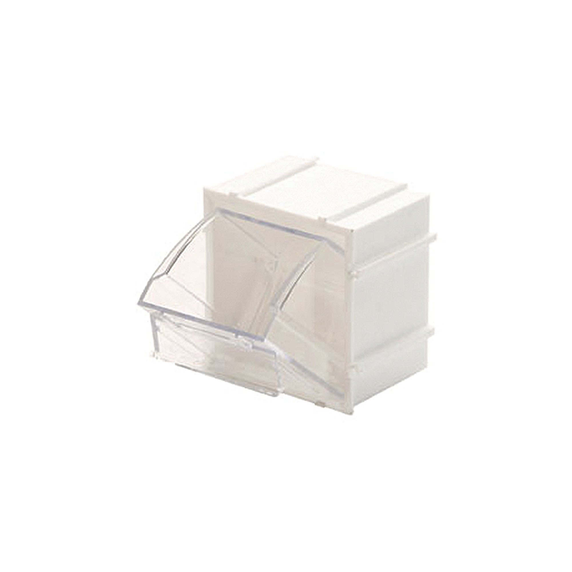 Quantum Storage Clear Tip Out Storage Bin, 2in. x 2 1/2in. x 2 3/4in. Size, White, Model# QTB409WTCS